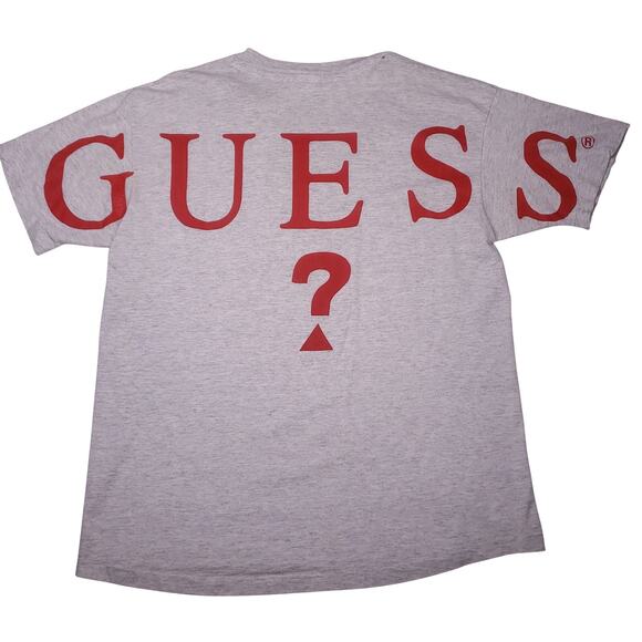 Rare Vintage 80s Guess by George Marciano Huge Back Spellout T Shirt Mens XL - Picture 1 of 9